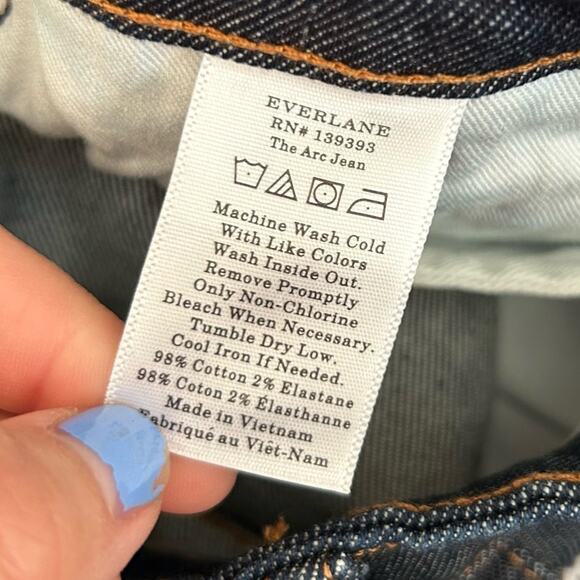 Everlane The Arc Jean High Rise Low Stretch Dark Wash Denim Blue Jeans Size 25 - Picture 7 of 7